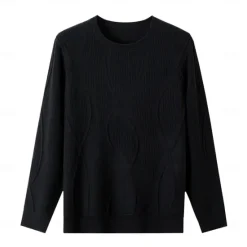 OUKU Men's Wool Pullover Sweater Jumper Cable Knit Paisley Crew Neck Knitwear Elegant Christmas Outdoor Clothing Apparel Fall Winter Black White S M L