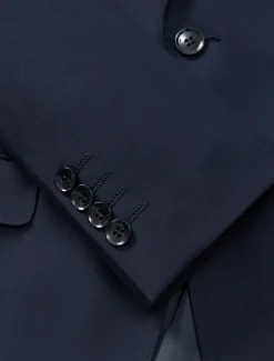 Clearance OUKU Men's Wool Suit Blazer Formal School Wedding Elegant Warm Fall Winter Solid Color Single Breasted One-button Blazer Navy Blue