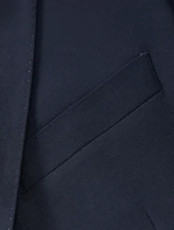 Clearance OUKU Men's Wool Suit Blazer Formal School Wedding Elegant Warm Fall Winter Solid Color Single Breasted One-button Blazer Navy Blue