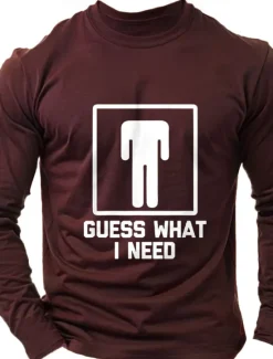 Hot OUKU Men's Word / Phrase Abstract T Shirt Long Sleeve Shirt 100% Cotton Long Sleeve Graphic Shirt Dark Heather Grey Black Wine Comfortable Tee Vacation Street Fashion Designer Clothing