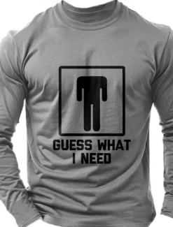 Hot OUKU Men's Word / Phrase Abstract T Shirt Long Sleeve Shirt 100% Cotton Long Sleeve Graphic Shirt Dark Heather Grey Black Wine Comfortable Tee Vacation Street Fashion Designer Clothing