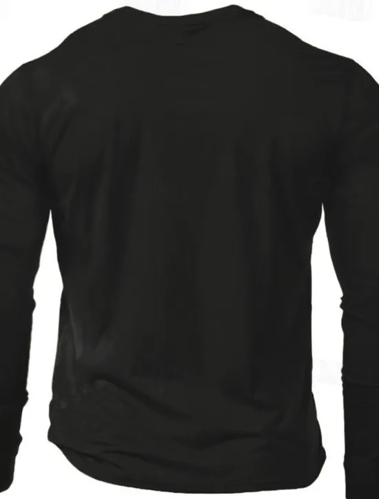 Hot OUKU Men's Word / Phrase Abstract T Shirt Long Sleeve Shirt 100% Cotton Long Sleeve Graphic Shirt Dark Heather Grey Black Wine Comfortable Tee Vacation Street Fashion Designer Clothing