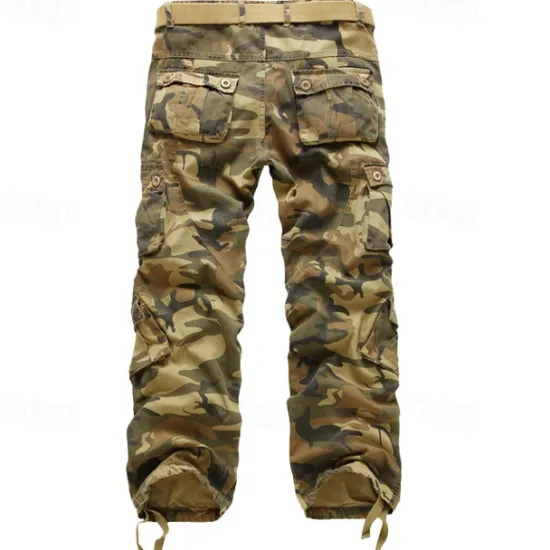 Sale OUKU Men's Work Pants Hiking Cargo Pants Hiking Pants Trousers Camo Outdoor Ripstop Multi Pockets Breathable Soft Cotton Pants / Trousers Bottoms Jungle camouflage Army Green Camouflage Grey Khaki Work
