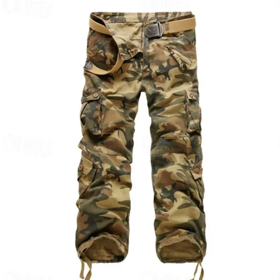 Sale OUKU Men's Work Pants Hiking Cargo Pants Hiking Pants Trousers Camo Outdoor Ripstop Multi Pockets Breathable Soft Cotton Pants / Trousers Bottoms Jungle camouflage Army Green Camouflage Grey Khaki Work