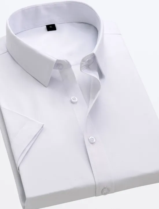 New OUKU Men's Work Shirt Solid / Plain Color Wedding Business Light Pink Black White Dark Navy Short Sleeve Classic Collar Spring & Summer Clothing Apparel Buttons