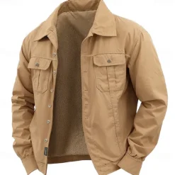 Best OUKU Men's Work Shirt Western Shirt Cargo Shirt Long Sleeve Casual Sports & Outdoor Going out Fall Winter Turndown Button-Down Black Army Green Khaki