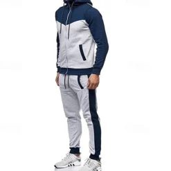 Outlet OUKU Men's Workout Set Tracksuit Full Zip Hoodie Hoodie & Pants Outfit Set Hoodie Hooded Outdoor Daily Sports Pocket Drawstring 2 Piece Color Block Black White Red Polyester Activewear Classic Casual