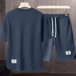 Hot OUKU Men's Workout Set Tracksuit T shirt & Shorts Set Outfit Set Crew Neck Outdoor Daily Sports Pocket Drawstring 2 Piece Plain Black White Apricot Polyester Activewear Classic Casual Summer