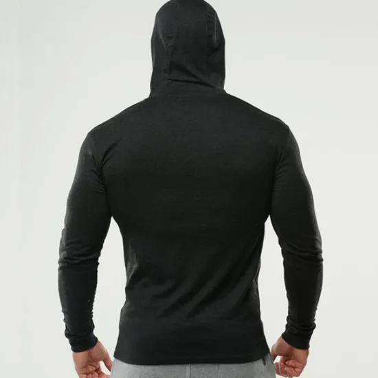 Outlet OUKU Men's Workout Shirt Running Shirt Long Sleeve Top Spring Hooded Spandex Breathable Quick Dry Soft Gym Workout Running Sportswear Activewear Solid Colored Black White Dark Navy