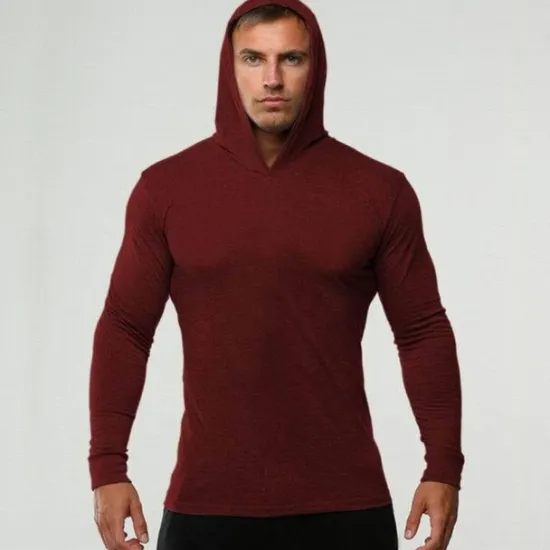 Outlet OUKU Men's Workout Shirt Running Shirt Long Sleeve Top Spring Hooded Spandex Breathable Quick Dry Soft Gym Workout Running Sportswear Activewear Solid Colored Black White Dark Navy