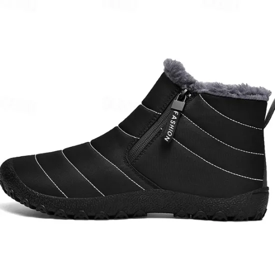 Clearance OUKU Men's Yellow Winter Snow Boots – Waterproof, Fur-Lined, Zipper Closure, Non-Slip Warm Ankle Boots for Cold Weather