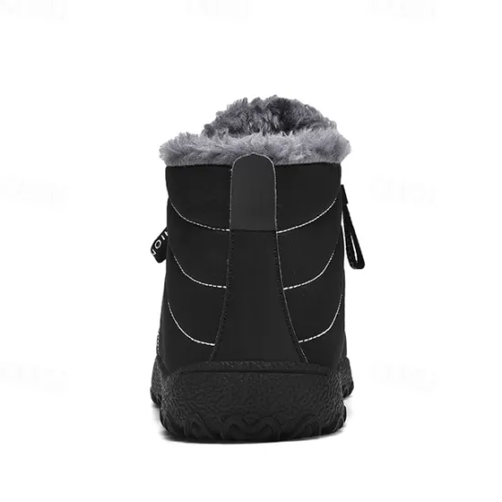 Clearance OUKU Men's Yellow Winter Snow Boots – Waterproof, Fur-Lined, Zipper Closure, Non-Slip Warm Ankle Boots for Cold Weather