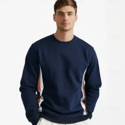 Sale OUKU Men's Zip Hoodie Sweatshirt Pullover Apricot Black Navy Blue Blue Orange Standing Collar Color Block Sports & Outdoor Sports Weekend Streetwear Cool Casual Spring & Fall Clothing Apparel Hoodies