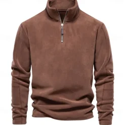 Best OUKU Men's Zip Hoodie Sweatshirt Quarter Zip Sweatshirt Black Blue Brown Green Khaki Half Zip Plain Sports & Outdoor Casual Daily non-printing Active Cool Casual Spring & Fall Autumn / Fall Clothing