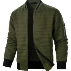 Best OUKU Men's Zip Sweatshirt Sweat Jacket Full Zip Sweatshirt Black White Wine Army Green Navy Blue Standing Collar Plain Pocket Ribbed Textured Sports & Outdoor Daily Holiday Streetwear Casual Spring & Fall