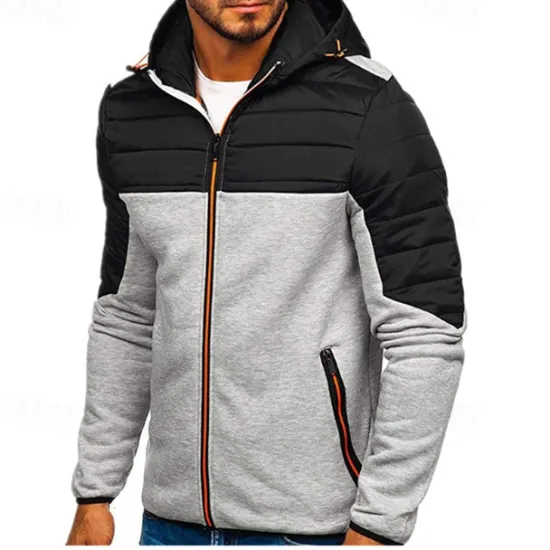 Outlet OUKU Men's Zip Up Hoodie Full Zip Hoodie Black Navy Blue Light Grey Hooded Color Block Zip Up Patchwork Pocket Sports & Outdoor Daily Holiday Polyester Streetwear Basic Casual Spring & Fall Clothing