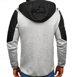 Outlet OUKU Men's Zip Up Hoodie Full Zip Hoodie Black Navy Blue Light Grey Hooded Color Block Zip Up Patchwork Pocket Sports & Outdoor Daily Holiday Polyester Streetwear Basic Casual Spring & Fall Clothing
