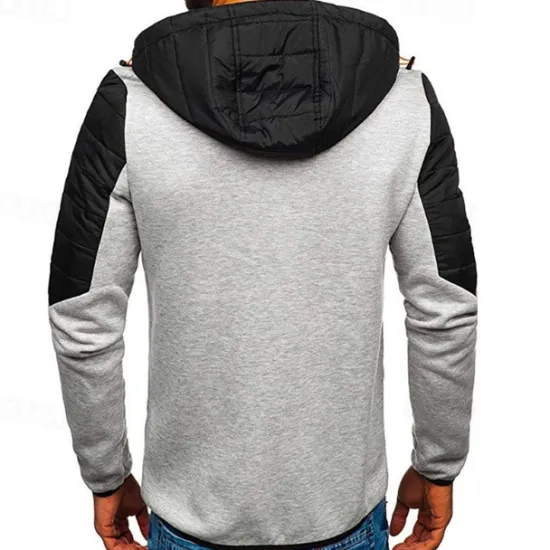 Outlet OUKU Men's Zip Up Hoodie Full Zip Hoodie Black Navy Blue Light Grey Hooded Color Block Zip Up Patchwork Pocket Sports & Outdoor Daily Holiday Polyester Streetwear Basic Casual Spring & Fall Clothing