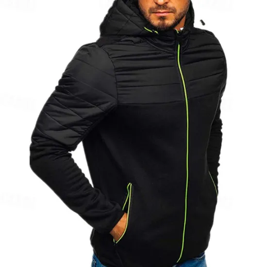 Outlet OUKU Men's Zip Up Hoodie Full Zip Hoodie Black Navy Blue Light Grey Hooded Color Block Zip Up Patchwork Pocket Sports & Outdoor Daily Holiday Polyester Streetwear Basic Casual Spring & Fall Clothing