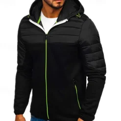 Outlet OUKU Men's Zip Up Hoodie Full Zip Hoodie Black Navy Blue Light Grey Hooded Color Block Zip Up Patchwork Pocket Sports & Outdoor Daily Holiday Polyester Streetwear Basic Casual Spring & Fall Clothing