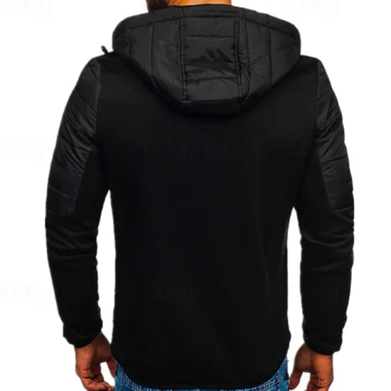 Outlet OUKU Men's Zip Up Hoodie Full Zip Hoodie Black Navy Blue Light Grey Hooded Color Block Zip Up Patchwork Pocket Sports & Outdoor Daily Holiday Polyester Streetwear Basic Casual Spring & Fall Clothing