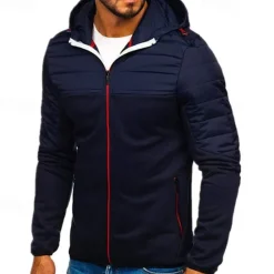 Outlet OUKU Men's Zip Up Hoodie Full Zip Hoodie Black Navy Blue Light Grey Hooded Color Block Zip Up Patchwork Pocket Sports & Outdoor Daily Holiday Polyester Streetwear Basic Casual Spring & Fall Clothing