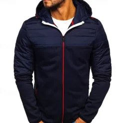 Outlet OUKU Men's Zip Up Hoodie Full Zip Hoodie Black Navy Blue Light Grey Hooded Color Block Zip Up Patchwork Pocket Sports & Outdoor Daily Holiday Polyester Streetwear Basic Casual Spring & Fall Clothing