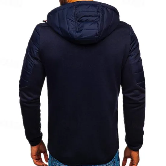 Outlet OUKU Men's Zip Up Hoodie Full Zip Hoodie Black Navy Blue Light Grey Hooded Color Block Zip Up Patchwork Pocket Sports & Outdoor Daily Holiday Polyester Streetwear Basic Casual Spring & Fall Clothing