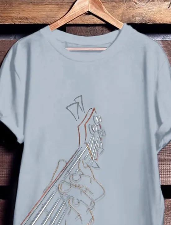 Best OUKU Music Festival Men's Graphic Prints Music Guitar T Shirt Graphic Tee Cotton Short Sleeves Graphic Shirt Black White Yellow Comfortable Tee Vacation Street Fashion Designer Clothing