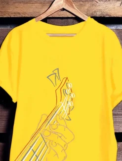 Best OUKU Music Festival Men's Graphic Prints Music Guitar T Shirt Graphic Tee Cotton Short Sleeves Graphic Shirt Black White Yellow Comfortable Tee Vacation Street Fashion Designer Clothing
