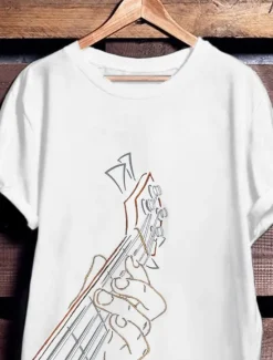 Best OUKU Music Festival Men's Graphic Prints Music Guitar T Shirt Graphic Tee Cotton Short Sleeves Graphic Shirt Black White Yellow Comfortable Tee Vacation Street Fashion Designer Clothing