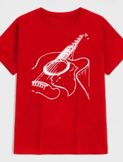 Discount OUKU Music Festival Men's Guitar Shirt T Shirt Cotton Short Sleeve Graphic Shirt Dark Grey Heather Gray Black Comfortable Tee Casual Holiday Fashion Designer Clothing