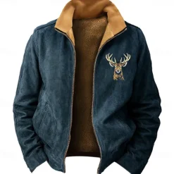 Sale OUKU New Year Christmas Men's Deer Sweatshirts Sweatshirt Zip Sweatshirt Long Sleeve Sweatshirt Stand Collar Vacation Sports Daily 3D Printing Christmas Party New Year Zipper Winter Spring & Fall