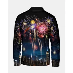 New OUKU New Year Men's Graphic Happy New Year Hoodies Quarter Zip Sweatshirt Long Sleeve Sweatshirt Stand Collar Daily Casual Vintage Retro 3D Print Vacation Going out Streetwear Print Spring & Fall Black
