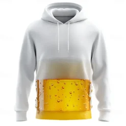Discount OUKU Oktoberfest Men's 3D Print Beer Hoodies Sweatshirt Cool Party Long Sleeve Crew Neck Club Streetwear Light Yellow White Drawstring Graphic Fall Winter Designer
