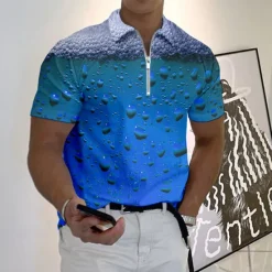Discount OUKU Oktoberfest Men's Polo Shirt Lapel Polo Zip Polo Golf Shirt Graphic Prints Beer Turndown Blue-Green Yellow Wine Blue Green Outdoor Street Short Sleeves Zipper Print Clothing Apparel Fashion Designer