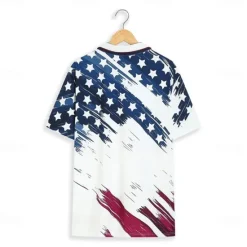 Best OUKU Men's American Flag Veterans Polo Shirts Golf Shirt Short Sleeve Polo Shirts Collared Shirts Casual Streetwear Vacation Wear Party Outfits Buttons 3D Print White & Blue Black White