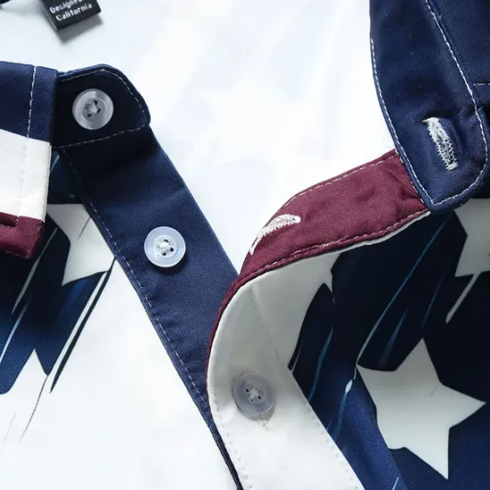 Best OUKU Men's American Flag Veterans Polo Shirts Golf Shirt Short Sleeve Polo Shirts Collared Shirts Casual Streetwear Vacation Wear Party Outfits Buttons 3D Print White & Blue Black White