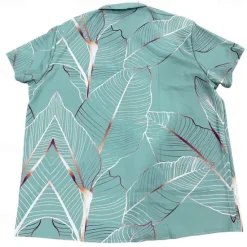 Discount OUKU Men's Palm Leaf Tropical Plants Summer Hawaiian Shirt Button Up Shirt Short Sleeve Hawaiian Resort Vacation Holiday Beach Wear Summer Spring Turndown Collared Shirts Front One Pocket Pink Blue