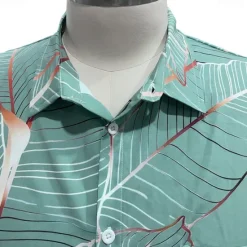 Discount OUKU Men's Palm Leaf Tropical Plants Summer Hawaiian Shirt Button Up Shirt Short Sleeve Hawaiian Resort Vacation Holiday Beach Wear Summer Spring Turndown Collared Shirts Front One Pocket Pink Blue