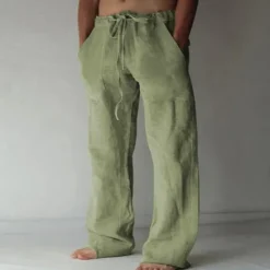 Sale OUKU Men's Trousers Summer Pants Baggy Pants Beach Pants Casual Pants Drawstring Front Pocket Straight Leg Plain Comfort Soft Full Length Yoga Holiday Beach Fashion Hawaiian Black White