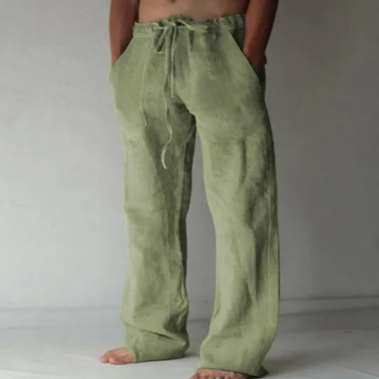 Sale OUKU Men's Trousers Summer Pants Baggy Pants Beach Pants Casual Pants Drawstring Front Pocket Straight Leg Plain Comfort Soft Full Length Yoga Holiday Beach Fashion Hawaiian Black White