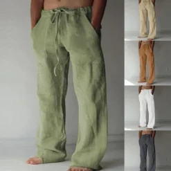 Outlet OUKU Men's Trousers Summer Pants Baggy Pants Beach Pants Casual Pants Drawstring Front Pocket Straight Leg Plain Comfort Soft Full Length Yoga Holiday Beach Fashion Hawaiian Black White