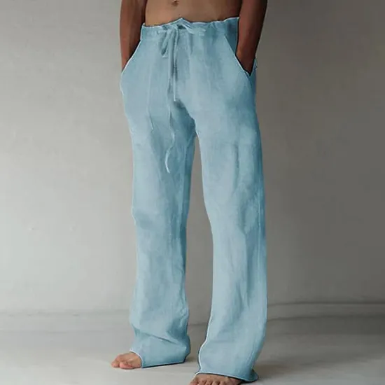Outlet OUKU Men's Trousers Summer Pants Baggy Pants Beach Pants Casual Pants Drawstring Front Pocket Straight Leg Plain Comfort Soft Full Length Yoga Holiday Beach Fashion Hawaiian Black White