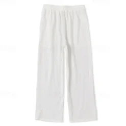 Outlet OUKU Men's Trousers Summer Pants Baggy Pants Beach Pants Casual Pants Drawstring Front Pocket Straight Leg Plain Comfort Soft Full Length Yoga Holiday Beach Fashion Hawaiian Black White