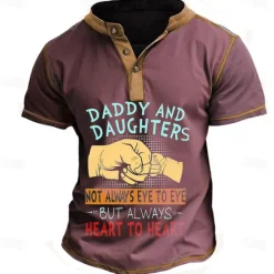 Clearance OUKU Papa Shirts It'S Not A Dad Bod It'S A Father Figure Men'S Casual 3D Print T Shirt Tee Henley Shirt Papa T Shirt Holiday Going Out T Shirt Gray Short Sleeve Henley Shirt Spring & Summer