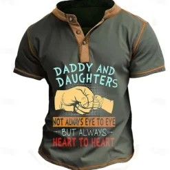 Clearance OUKU Papa Shirts It'S Not A Dad Bod It'S A Father Figure Men'S Casual 3D Print T Shirt Tee Henley Shirt Papa T Shirt Holiday Going Out T Shirt Gray Short Sleeve Henley Shirt Spring & Summer