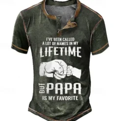Hot OUKU Papa Shirts Men'S Henley Shirt Tee Graphic Hand Henley Clothing Apparel 3D Print Outdoor Casual Short Sleeve Print Button-Down Vintage Fashion Designer Stylish