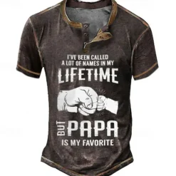 Hot OUKU Papa Shirts Men'S Henley Shirt Tee Graphic Hand Henley Clothing Apparel 3D Print Outdoor Casual Short Sleeve Print Button-Down Vintage Fashion Designer Stylish