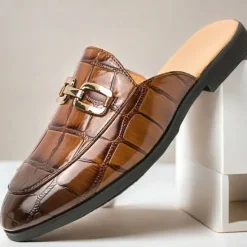 Best OUKU Patent Leather Moccasins for Men - Sophisticated Slip-On with Metal Buckle for Business and Casual Wear